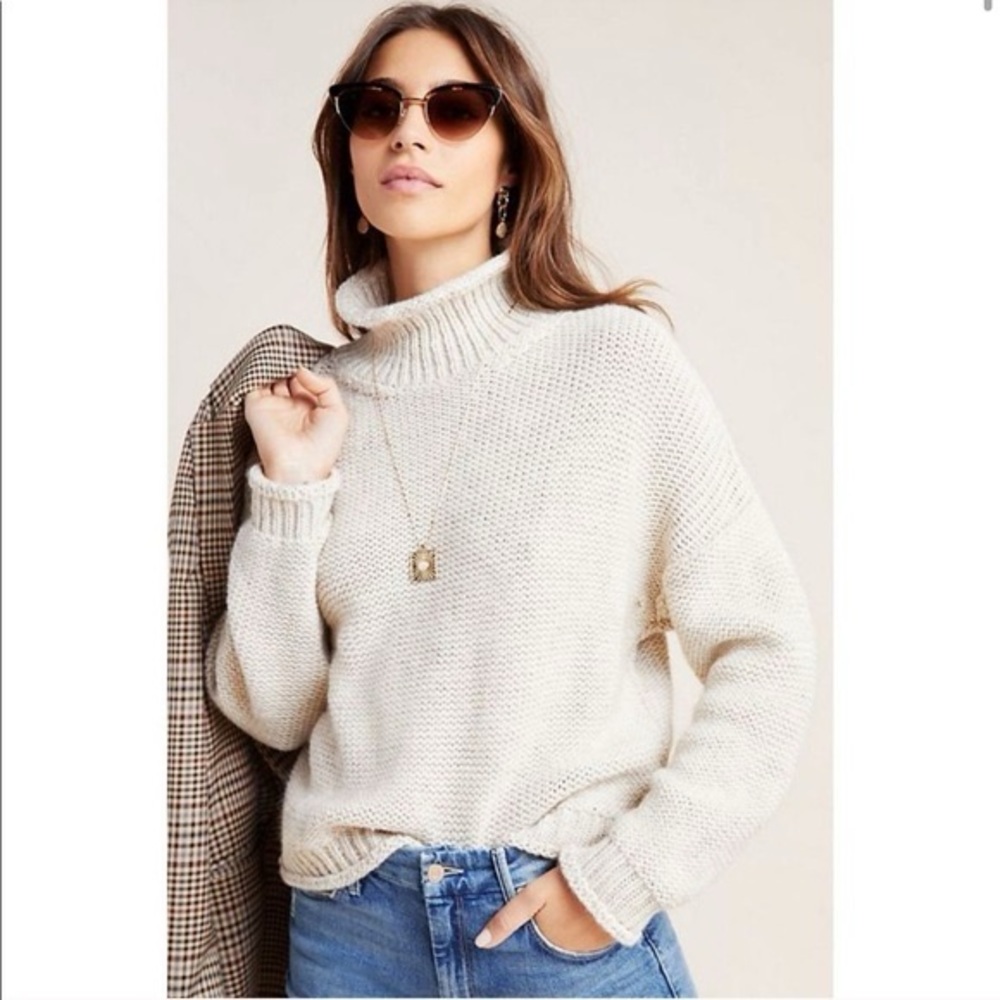 Anthropologie Lottie Textured Sweater in Natural